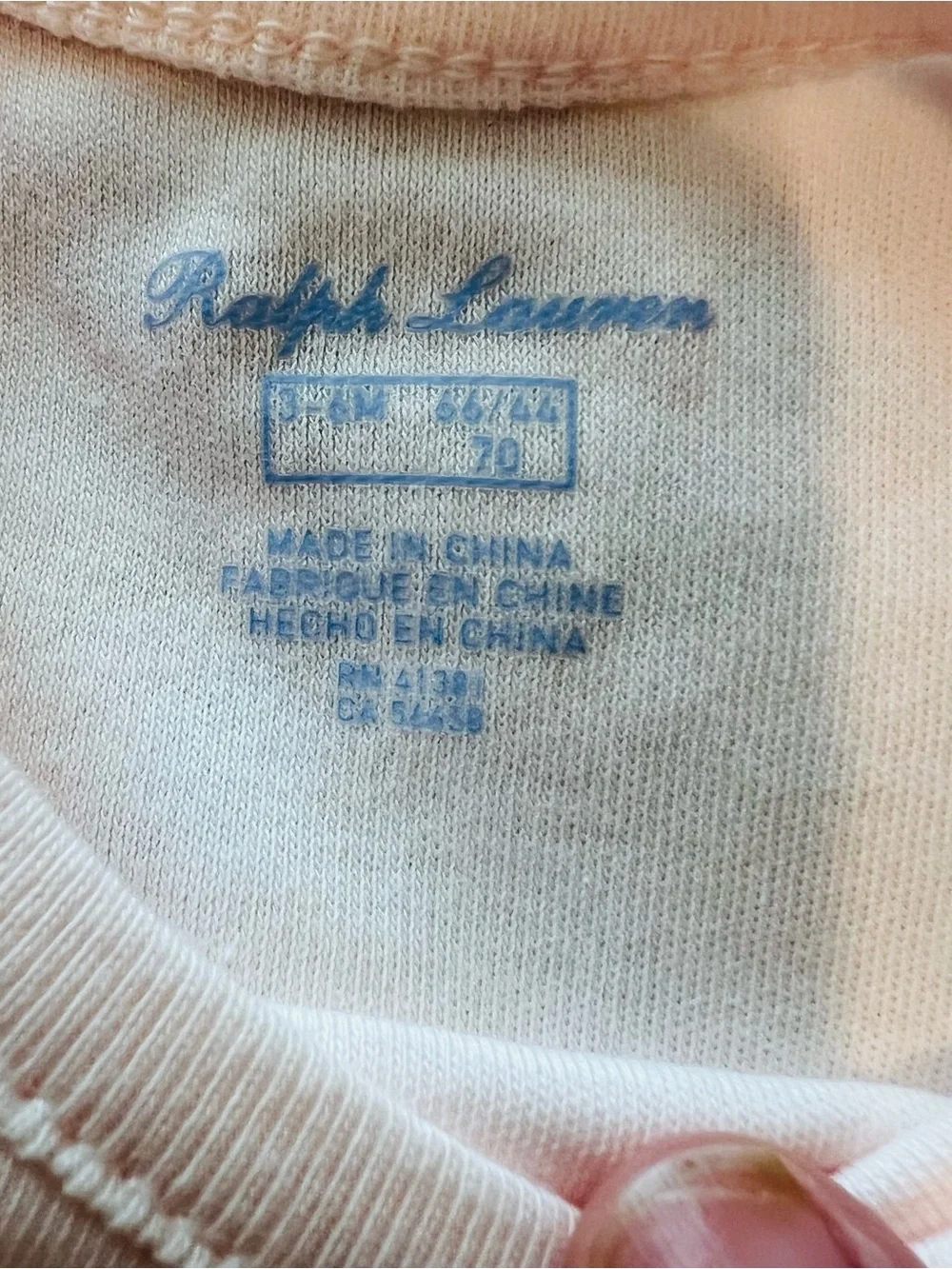 Ralph Lauren Baby Girls Soft Pink Bodysuit 3-6 Months